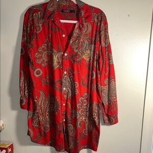 Vintage Ralph Lauren Red Paisley Button-Up Shirt